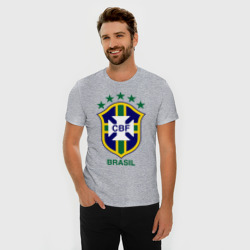 Мужская футболка хлопок Slim Сборная Бразилии по футболу - фото 2