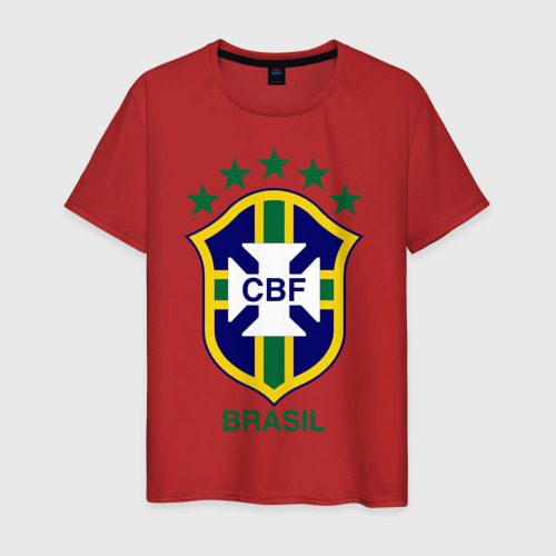 Мужская футболка хлопок Сборная Бразилии по футболу, цвет красный