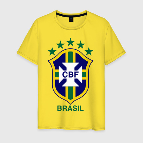 Мужская футболка хлопок Сборная Бразилии по футболу, цвет желтый