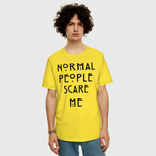 Мужская футболка хлопок Oversize Normal people scare me, цвет желтый - фото 3