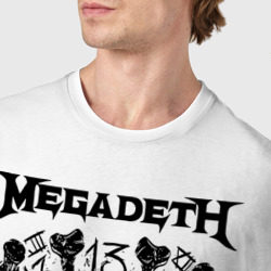 Футболка с принтом Megadeth thirteen для женщины, вид на модели спереди №4. Цвет основы: белый