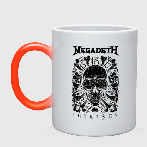 Кружка хамелеон Megadeth thirteen, цвет белый + красный