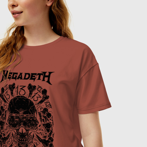 Женская футболка хлопок Oversize Megadeth thirteen, цвет кирпичный - фото 3