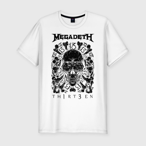 Мужская футболка хлопок Slim Megadeth thirteen, цвет белый
