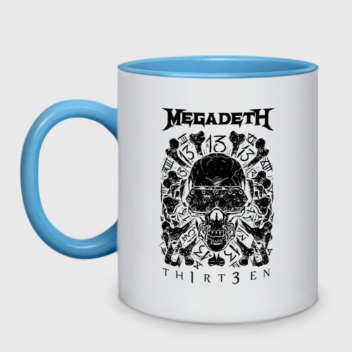 Кружка двухцветная Megadeth thirteen, цвет белый + небесно-голубой