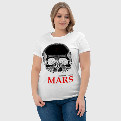 Женская футболка хлопок 30 second to mars (skull), цвет белый - фото 6