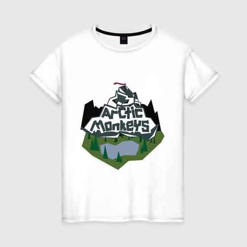 Женская футболка хлопок Arctic monkeys mountain, цвет белый
