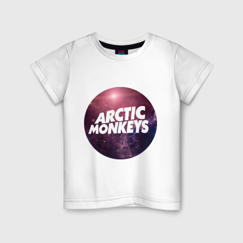 Детская футболка хлопок Arctic monkeys space logo, цвет белый