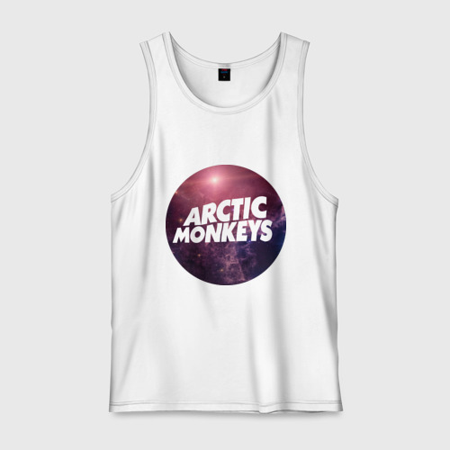 Мужская майка хлопок Arctic monkeys space logo, цвет белый