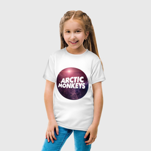 Детская футболка хлопок Arctic monkeys space logo, цвет белый - фото 5