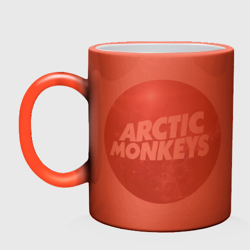 Кружка хамелеон Arctic monkeys space logo, цвет белый + красный - фото 3