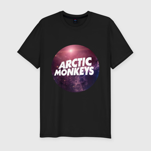 Мужская футболка хлопок Slim Arctic monkeys space logo, цвет черный