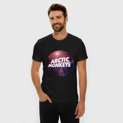 Мужская футболка хлопок Slim Arctic monkeys space logo, цвет черный - фото 3