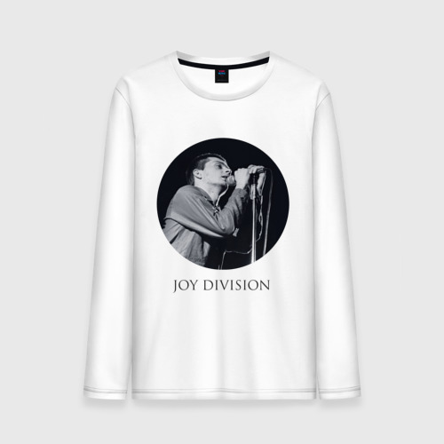 Мужской лонгслив хлопок Joy division круг, цвет белый