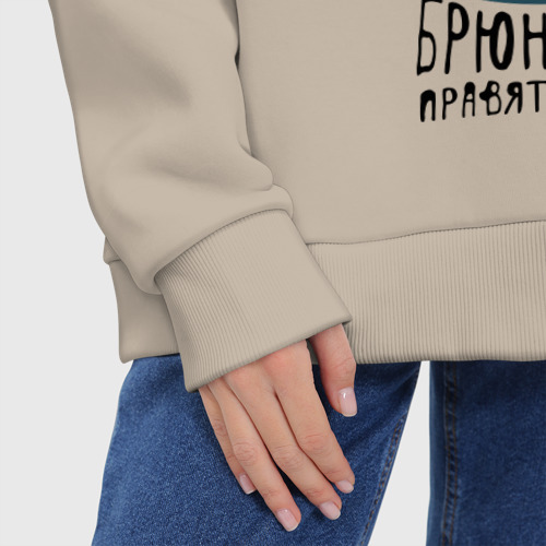 Женское худи Oversize хлопок Брюнетки правят миром, цвет миндальный - фото 8