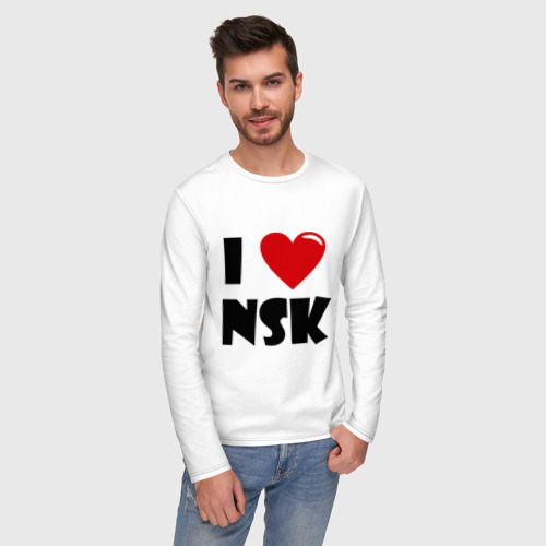 Мужской лонгслив хлопок I LOVE NSK, цвет белый - фото 3