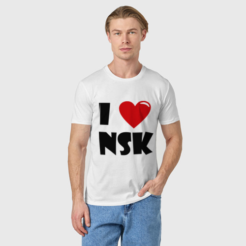 Мужская футболка хлопок I LOVE NSK, цвет белый - фото 3