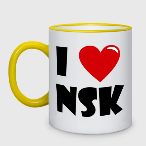 Кружка двухцветная I LOVE NSK, цвет Кант желтый