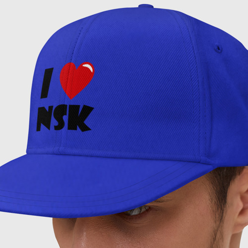 Кепка снепбек с прямым козырьком I LOVE NSK, цвет синий