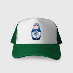 Кепка тракер с сеткой Матрешка Гжель