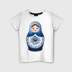 Детская футболка хлопок Матрешка Гжель