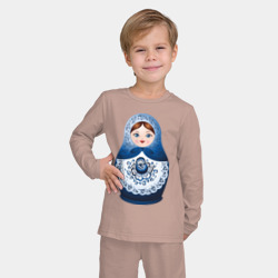 Детская пижама с лонгсливом хлопок Матрешка Гжель - фото 2