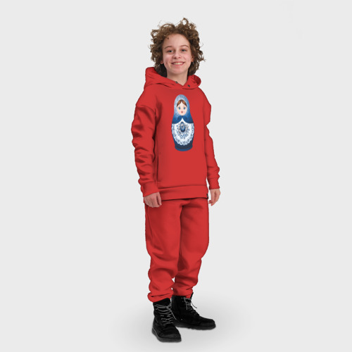 Детский костюм хлопок Oversize Матрешка Гжель, цвет красный - фото 3