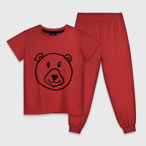 Детская пижама хлопок с принтом Медведь, вид спереди #2