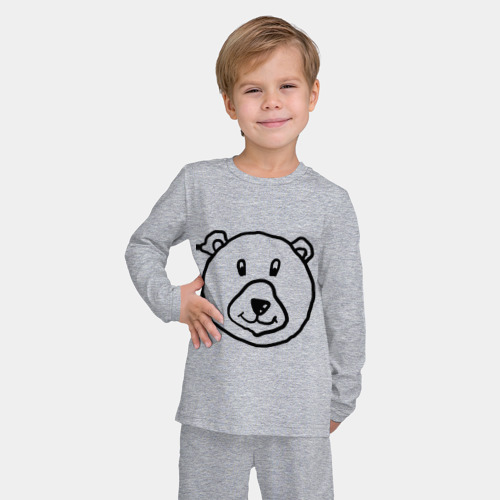 Детская пижама с лонгсливом хлопок с принтом Медведь, фото на моделе #1