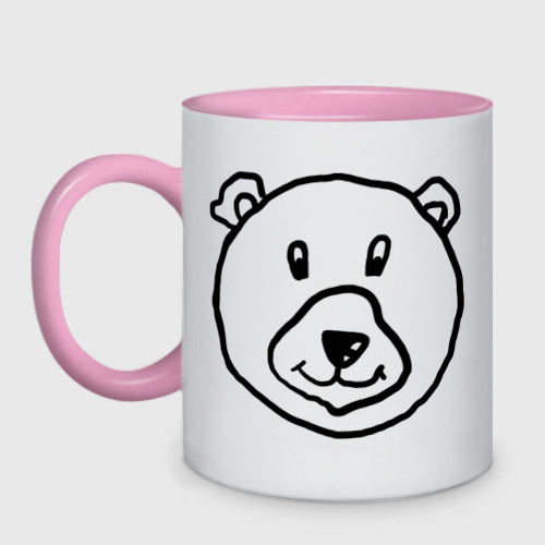 Кружка двухцветная с принтом Медведь, вид спереди #2