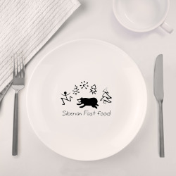 Набор: тарелка кружка с принтом Siberian Fast food для любого человека, вид спереди №4. Цвет основы: белый