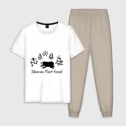Мужская пижама с белой футболкой хлопок Siberian Fast food