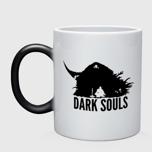 Кружка хамелеон Dark Souls, цвет белый + черный