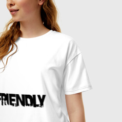 Женская футболка хлопок Oversize I'm friendly - фото 2