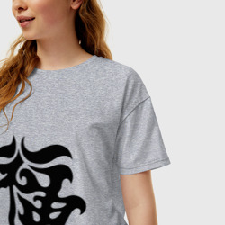 Женская футболка хлопок Oversize Японский иероглиф - Удача - фото 2