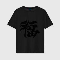 Женская футболка хлопок Oversize Японский иероглиф - Удача