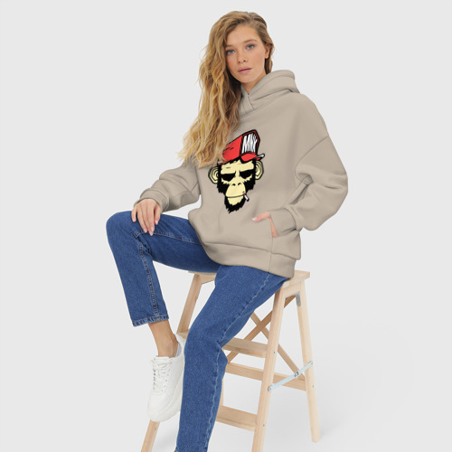 Женское худи Oversize хлопок Monkey Swag, цвет миндальный - фото 7