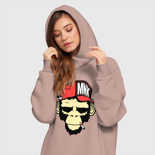 Платье-худи хлопок Monkey Swag, цвет пыльно-розовый - фото 3