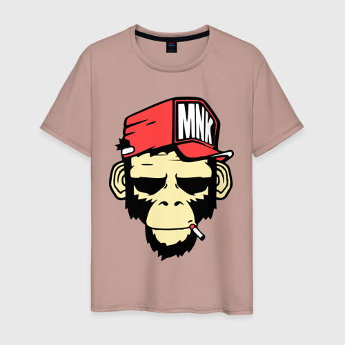 Мужская футболка хлопок Monkey Swag, цвет пыльно-розовый