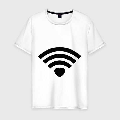 Мужская футболка хлопок Wi-Fi Love, цвет белый