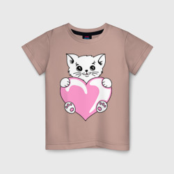 Детская футболка хлопок Котеночек с сердечком