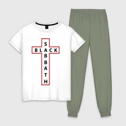 Женская пижама с белой футболкой хлопок Black Sabbath