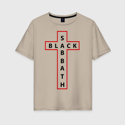 Женская футболка хлопок Oversize Black Sabbath, цвет миндальный