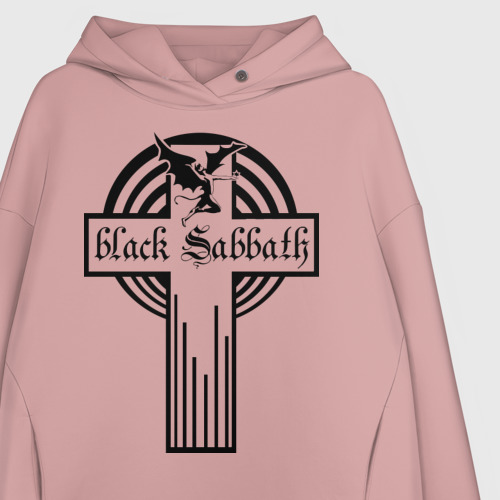 Женское худи Oversize хлопок Black Sabbath, цвет пыльно-розовый - фото 3