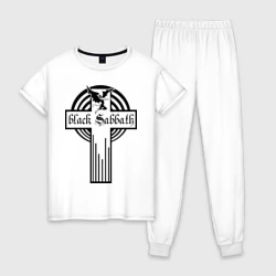 Женская пижама с белой футболкой хлопок Black Sabbath