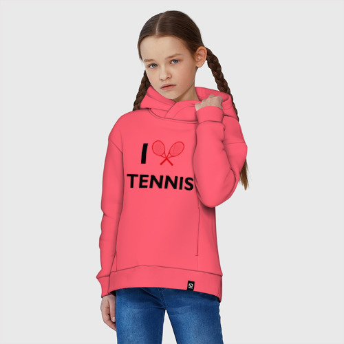 Детское худи Oversize хлопок I Love Tennis, цвет коралловый - фото 3