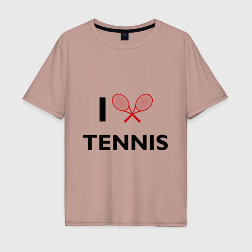 Мужская футболка хлопок Oversize I Love Tennis, цвет пыльно-розовый