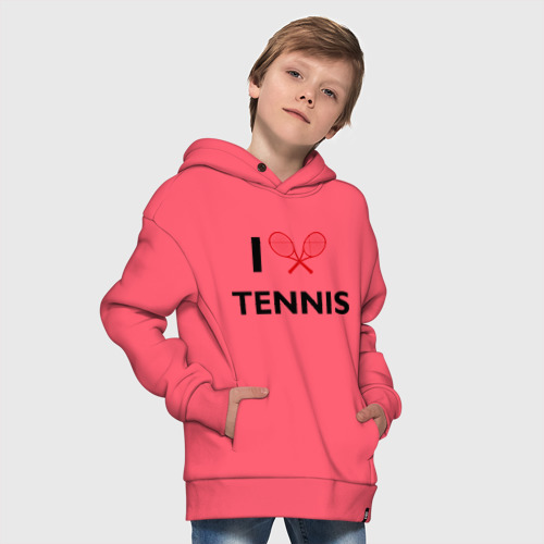 Детское худи Oversize хлопок I Love Tennis, цвет коралловый - фото 9