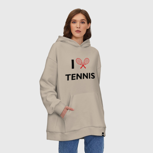 Худи SuperOversize хлопок I Love Tennis, цвет миндальный - фото 4