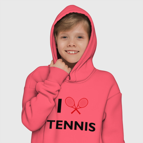 Детское худи Oversize хлопок I Love Tennis, цвет коралловый - фото 12